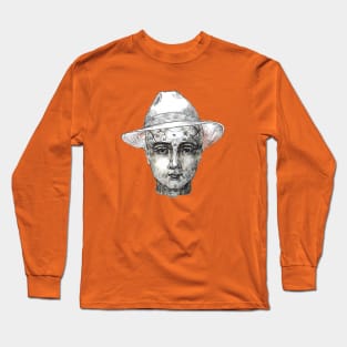 Phrenology head in a Panama hat Long Sleeve T-Shirt